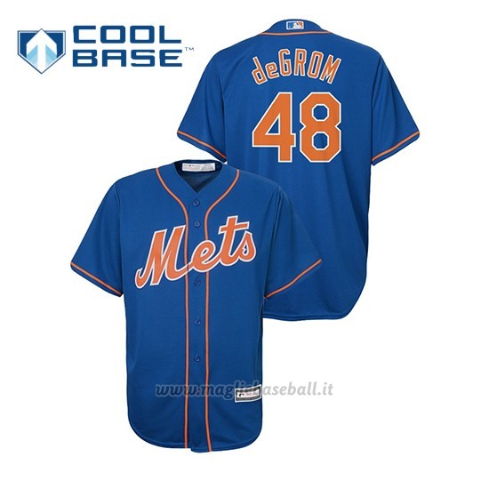 Maglia Baseball Bambino New Y Ork Mets 48 Jacob Degrom Cool Base Alternato Blu